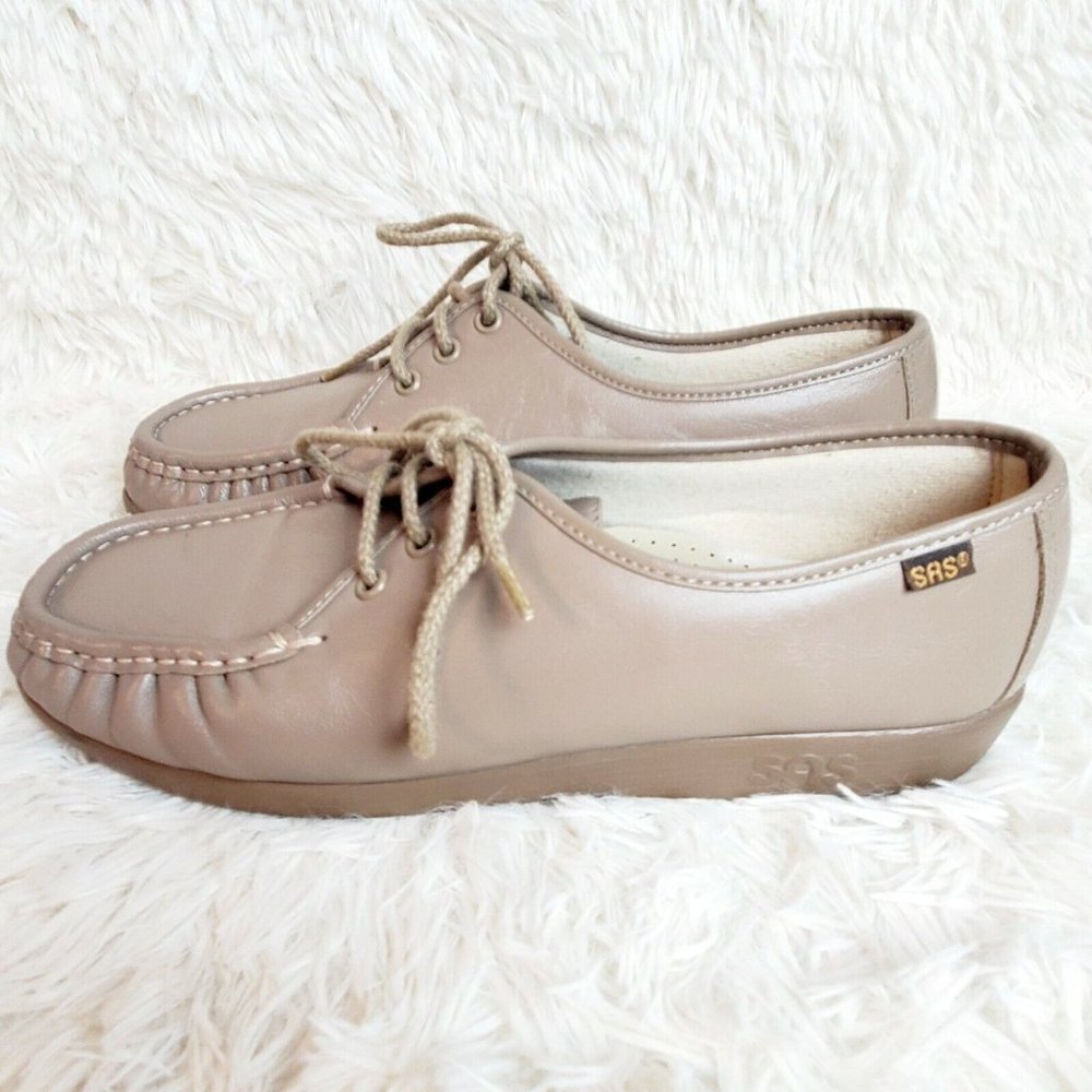 SAS SIESTA Women’s Moc Oxfords Mocha Leather Comfort Shoes Size 9B EUC - Picture 5 of 9